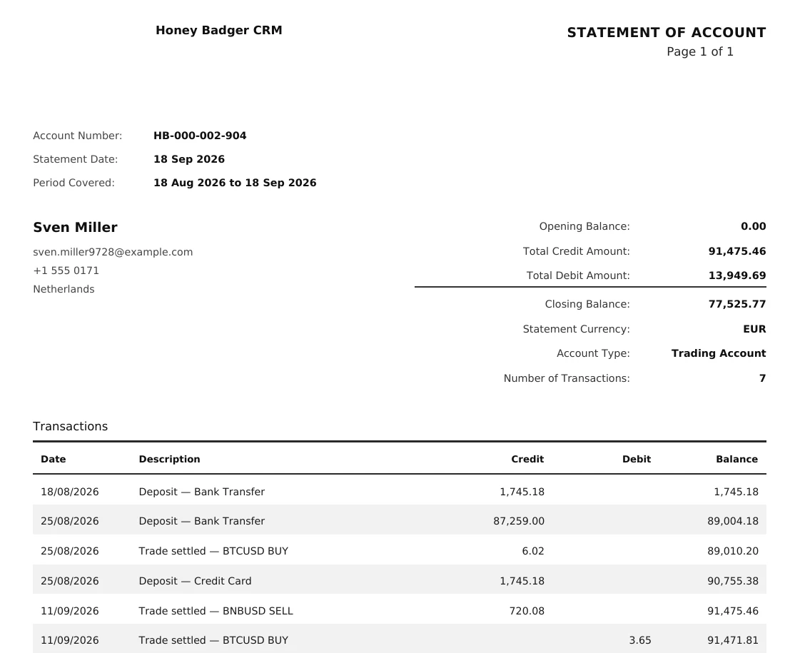 PDF statement of account